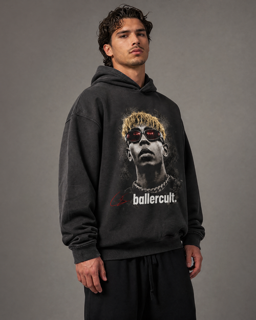 Oversize Washed Hoodie Lamin Red Big Face